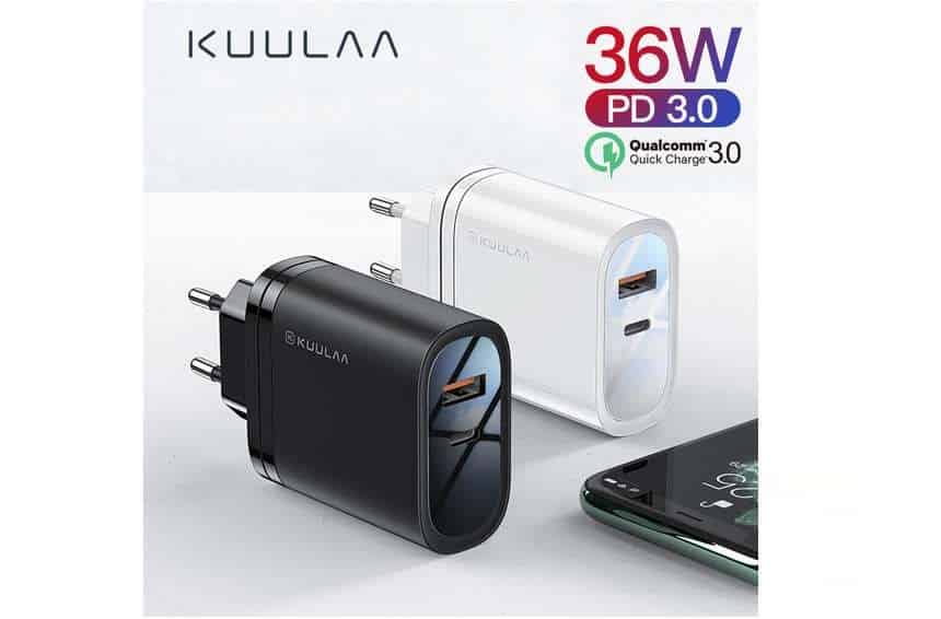 MINI PRIX: 3,75€ chargeur rapide USB 3 et USB C KUULAA 36W port inclus