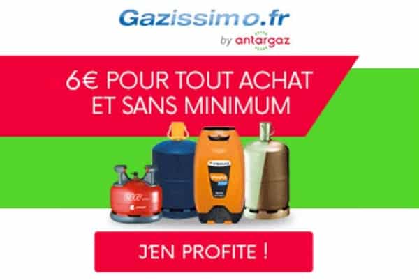 6€ de remise votre commande Gazissimo (livraison de bouteilles de gaz à domicile)