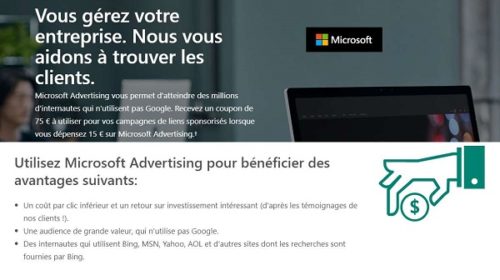 Faite 15€ De Publicité Avec Microsoft Advertising Bing, Msn, Yahoo, Aol, Qwant Et Obtenez 75€