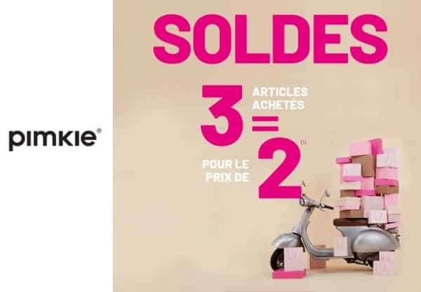 2 achetés = le troisième article des Soldes Pimkie gratuit (idem pour le 6e, 9e…)