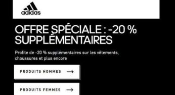 20% supplémentaire l’ Outlet Adidas jusqu’à dimanche+ livraison gratuite
