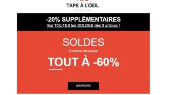 20% supplémentaire sur la dernière démarque soldes T.A.O (tout à -60%) dés 3 articles