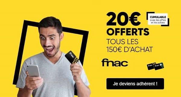 Weekend Adhérent FNAC : 20€ offerts tous les 150€ d’achat (même sur les soldes)