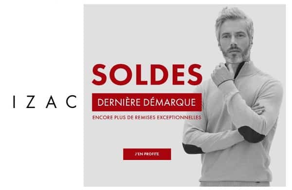 Dernière démarque Soldes + Outlet Izac : jusqu’à -60% sur prêt-à-porter masculin