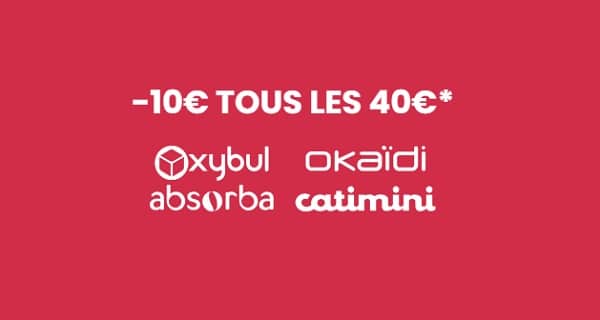 Remise de 10€ par tranche de 40€ sur Oxybul