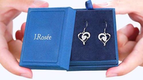 Boucles D’oreiller Ange Gardien En Argent J. Rosée (argent 925 Pierre 3a Zircon) Livré Dans Coffret