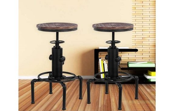 lot de 2 tabourets de bar style industriel vintage ikayaa