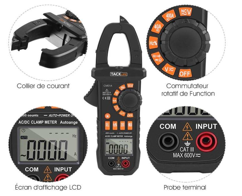 Pince Multimètre Numérique Tacklife Cm01a