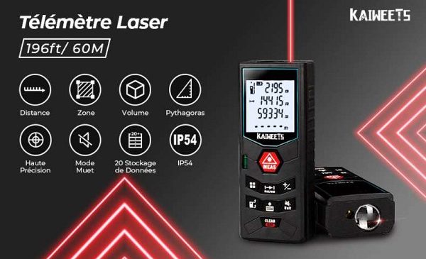 télémètre laser numérique 60 mètres KAIWEETS C60