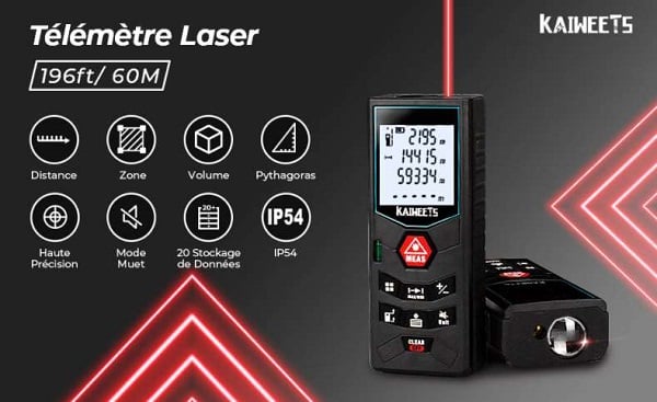 télémètre laser numérique 60 mètres KAIWEETS C60