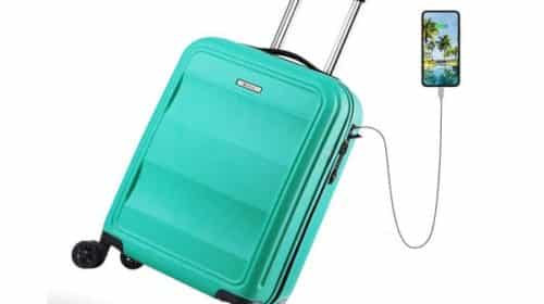 Valise Rigide Polycarbonate 55cm Reyleo (verte) Avec Serrure Tsa, Port Usb, Roulettes Silencieuses