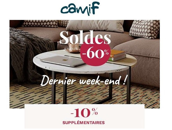 Dernières jours des soldes Camif : jusqu’à -60% (-10% suppl. dès 300€)