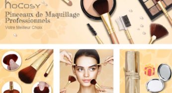 Set de 12 pinceaux de maquillage + miroir de poche avec pochette Hocosy à seulement 5,99€