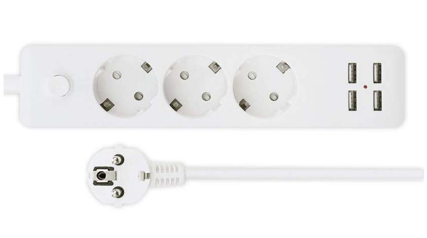 Multiprise Parafoudre Glisteny 3 Prises Secteur + 4 Ports Usb