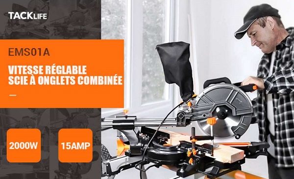 Scie à Onglet Coulissante Tacklife 2000w Avec Guide Laser
