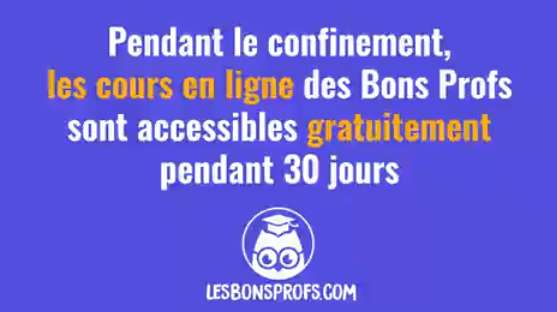 1 mois gratuit à la plateforme Les Bons Profs (soutiens scolaire collège et lycée ) sans engagement ni obligation d’achat !