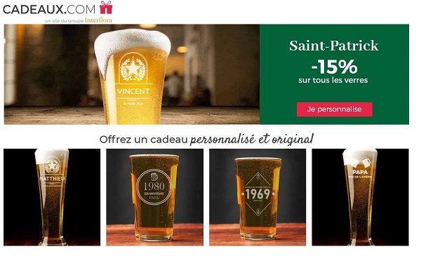 15% De Remise Sur Tous Les Verres Personnalisé à L'occasion De La Saint Patrick