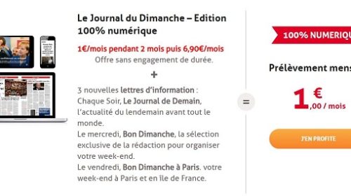Abonnement Le Journal Du Dimanche – Edition 100% Numérique 1€
