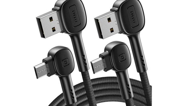 lot de 2 câbles de 2 mètres micro usb vers usb a coudés iniu