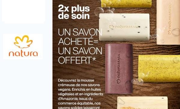 1 Savon Natura Brasil Acheté = 1 Savon Offert