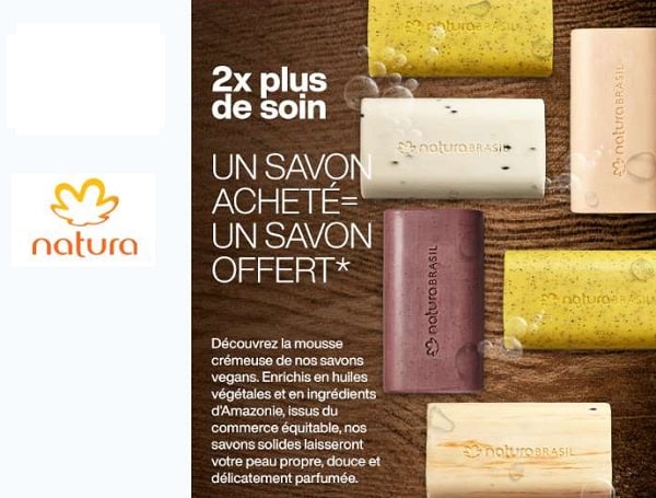 1 Savon Natura Brasil Acheté = 1 Savon Offert