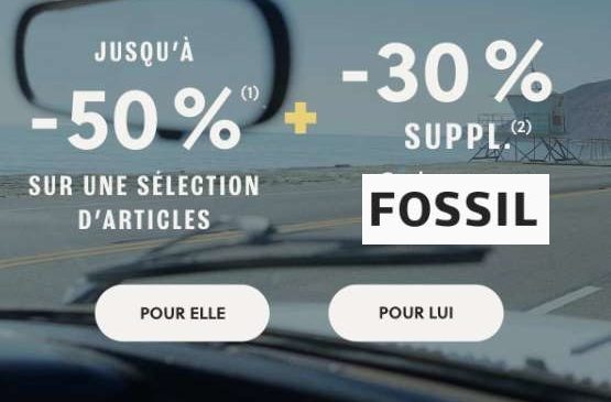 30% de remise supplémentaire sur les articles en promotion fossil