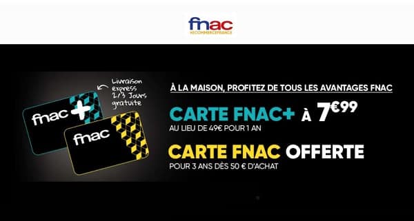 Bon Plan Carte Adhérent Fnac+ à 7,99€ Au Lieu De 49€ Pour Avoir Des Remises, Avantages Et Livraison Gratuite Sans Minimum Pendant 1 An !