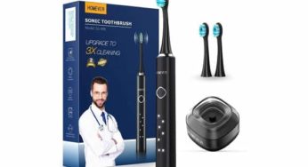 9,99€ brosse à dents électrique Homever avec socle de charge et 3 têtes de rechange (6 modes, 25 jours d’autonomie)
