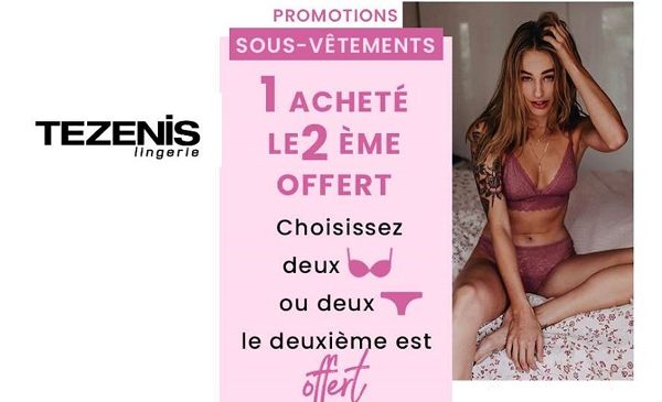 1 Acheté = Le 2ème Offert Sur Les Sous Vêtements Tezenis