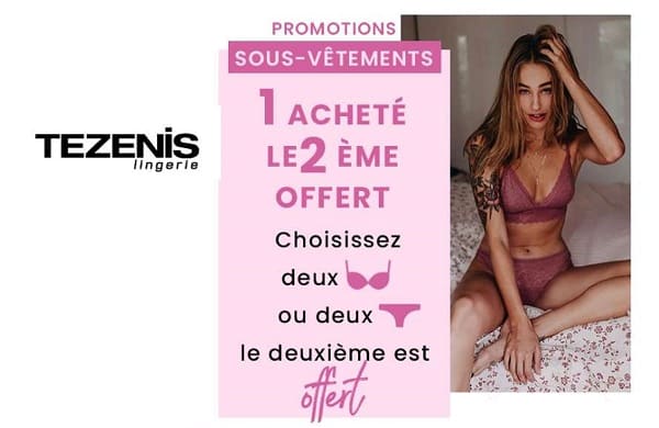 1 Acheté = Le 2ème Offert Sur Les Sous Vêtements Tezenis