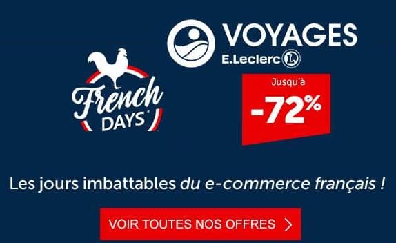 Les French Days de Leclerc Voyages : des idées et bonnes affaires séjours (jusqu’à -70%) 🌞