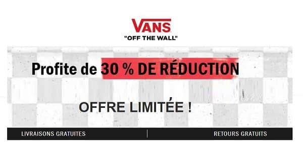 Offre Spéciale Vans 30% De Réduction Sur Une Sélection (chaussures, Vêtements, Sacs Et Autres) Et Livraison Gratuite