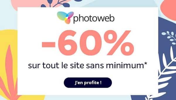 Offre De Bienvenue Photoweb 60% De Remise Sur Votre Première Commande Sans Minimum D'achat