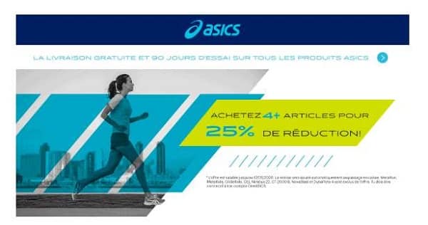 Offre Spéciale Asics 2 Articles = 15%, 3 Articles = 20%, 4 Articles Et Plus = 25%