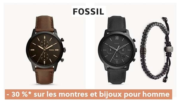 Offre Spéciale Fossil Pour Homme 30% De Remise Sur Les Montres Et Bracelets Bijoux