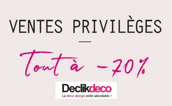 Ventes Privilèges Declikdeco : -70% sur plus de 200 articles (objets déco, mobilier, luminaire, linge…)