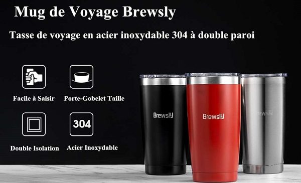 Mug Thermos Isotherme Double Paroi 600ml Brewsly