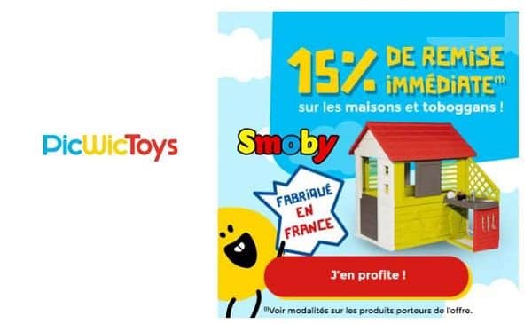 15% De Remise Immédiate Sur Toutes Les Maisons Et Toboggans Smoby