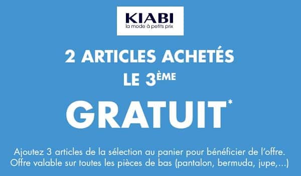 2 Articles Achetés = Le 3ème Gratuit Sur Kiabi (sur Les Pantalons, Bermudas, Jupes, Robes)