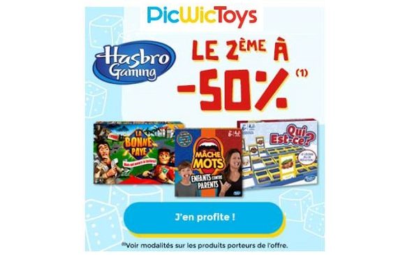 Offre Picwictoys Hasbro Gaming Le 2ème Jeux à 50%