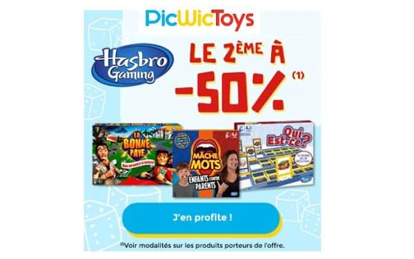 Offre Picwictoys Hasbro Gaming Le 2ème Jeux à 50%