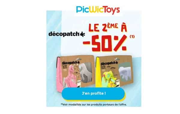 Offre spéciale Décopatch (gamme enfant) : 1 kit acheté = -50% sur le second