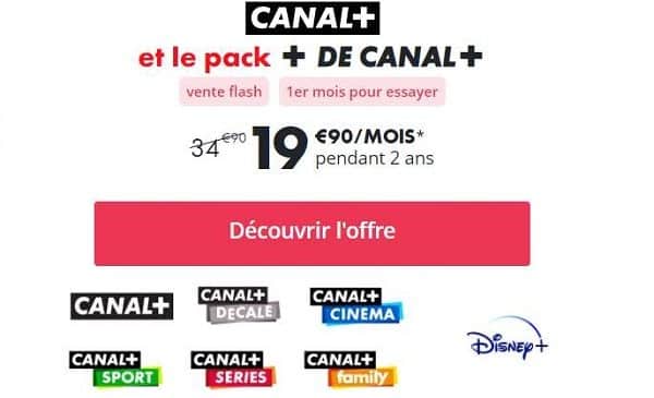 Vente Flash Canal+ Disney+ Pack 6 Chaines Canal + Disney +