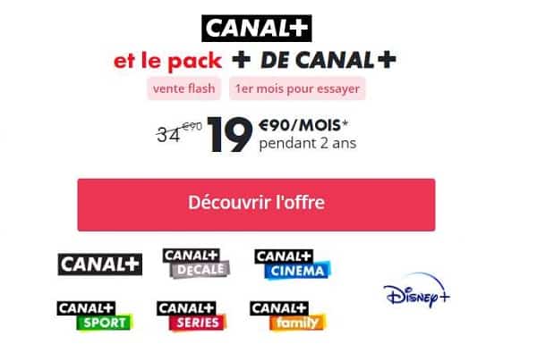 Vente Flash Canal+ Disney+ Pack 6 Chaines Canal + Disney +
