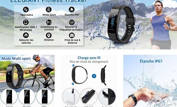 Bracelet Connectée Fitness Tracker D'activité Elegiant C10