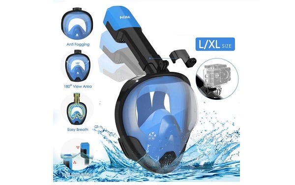 PAS CHER: 14,99€ le masque de plongée integral Snorkeling AGM L/XL (avec support Gopro)