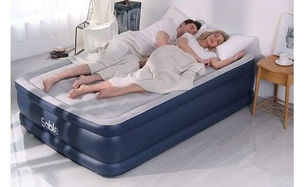 Matelas Gonflable électrique Avec Pompe Intégrée Sable 203 X 151 X 51 Cm