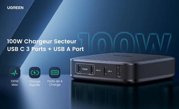 station de charge USB C Power Delivery 100W (3 ports USB C + 1 port USB) UGREEN