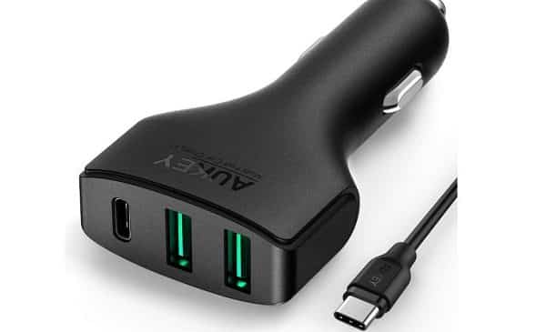 Triple Chargeur Voiture Dont 1 Port Usb C Aukey Cc Y3