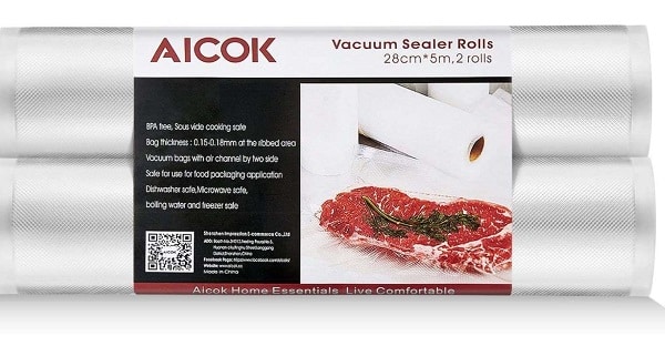 2 Rouleaux De Sacs Aicok Pour Appareil De Mise Sous Vide